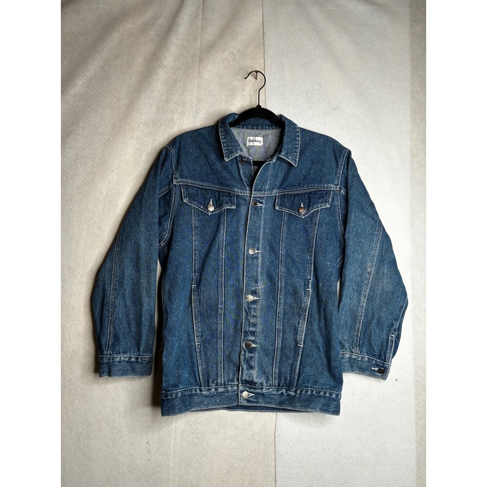 Vintage Derrieres Denim Trucker Jacket Medium Wash Blue Cotton Mens Size‎ S